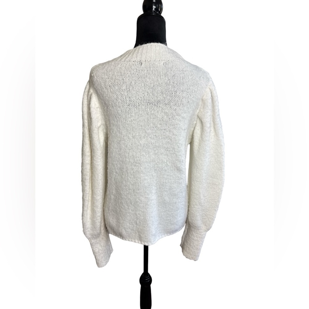 Love Tree White Knit Puff Sleeve Sweater Medium - Picture 4 of 8
